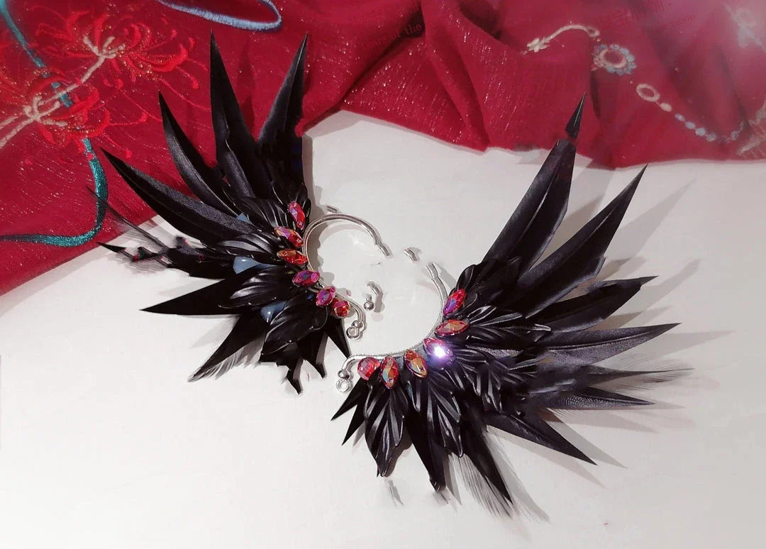 Elegant feather earrings with delicate angel wing design in various color options
