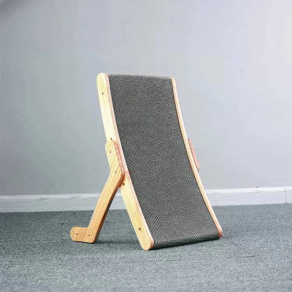 3-in-1 Premium Wooden Cat Scratcher Lounge Bed with Adjustable Scratching Angles and Micro-Arc Surface for Optimal Comfort