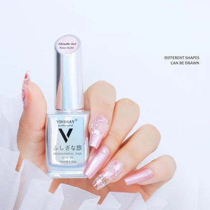 Metallic Mirror Silver Gel Nail Polish with a luxurious, high-gloss finish