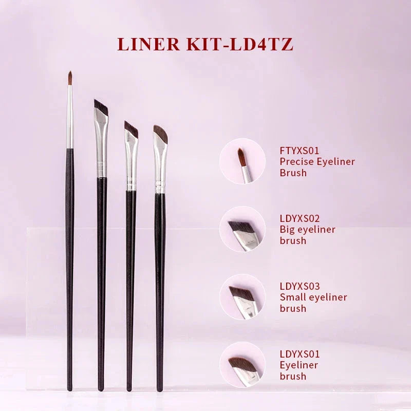 Premium 4-Piece Synthetic Eye Makeup Brush Set with Wooden Handles for Flawless Eye Makeup Application