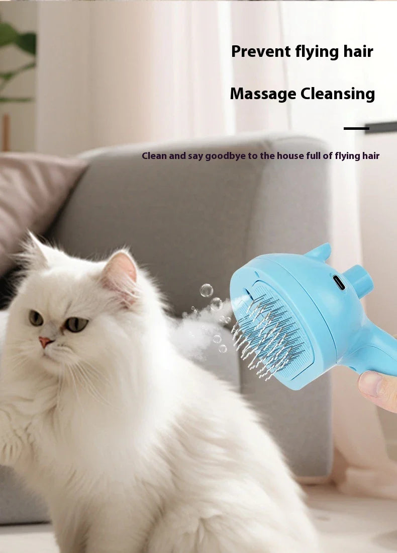 Rechargeable Pet Hair Removal Comb with Spray Cleaner - Effortlessly remove stubborn pet hair and keep your furry friend's coat fresh and healthy.