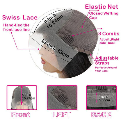 Luxurious water wave 13x6 lace front human hair wigs in various lengths and colors