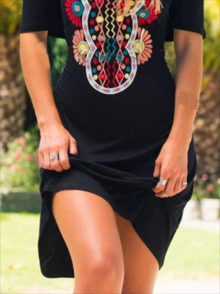 A stylish off-the-shoulder dress with an adjustable V-neck, made from a comfortable cotton blend fabric in a mid-length silhouette.
