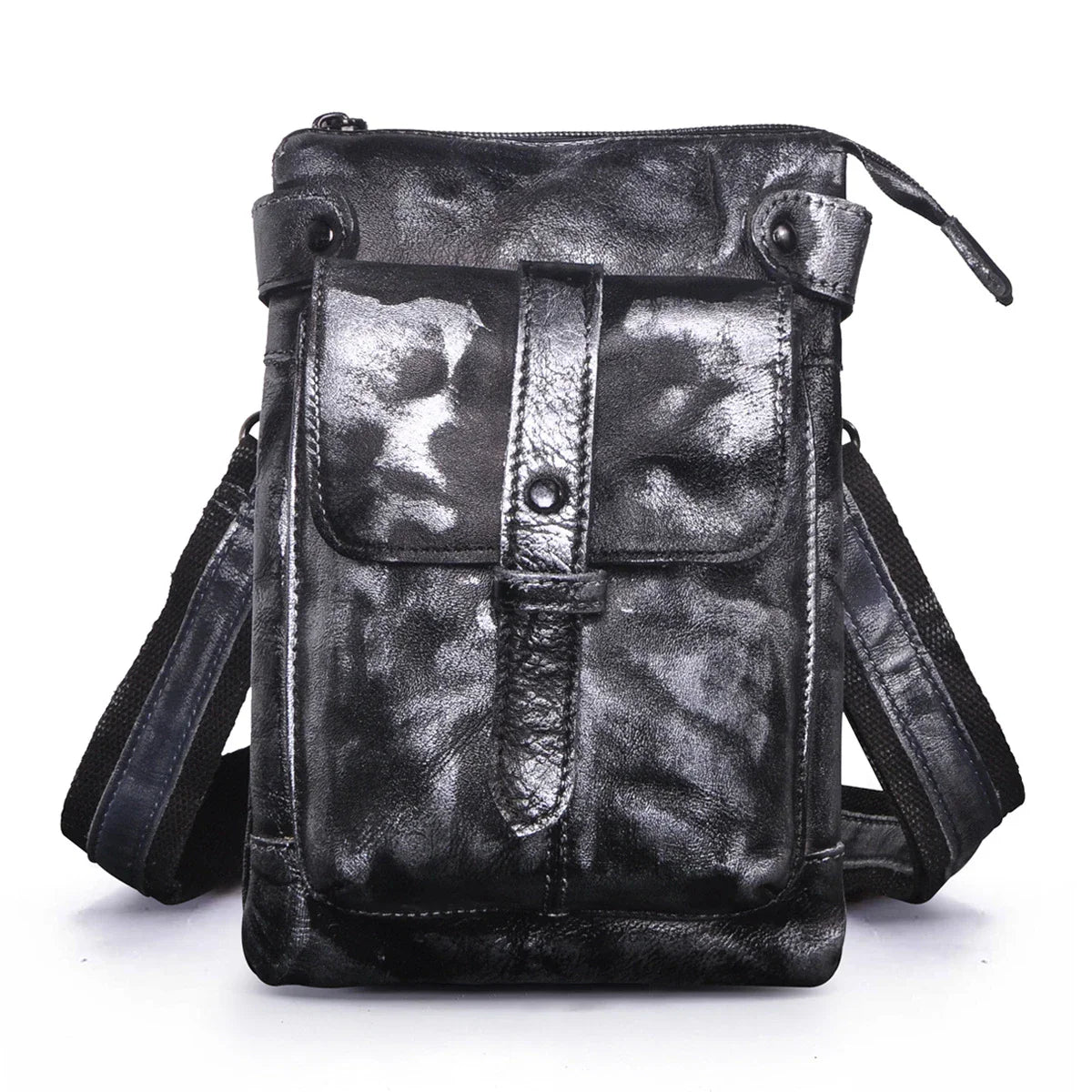 A premium cowhide leather shoulder bag with a compact and versatile design, suitable for various occasions and outdoor activities.