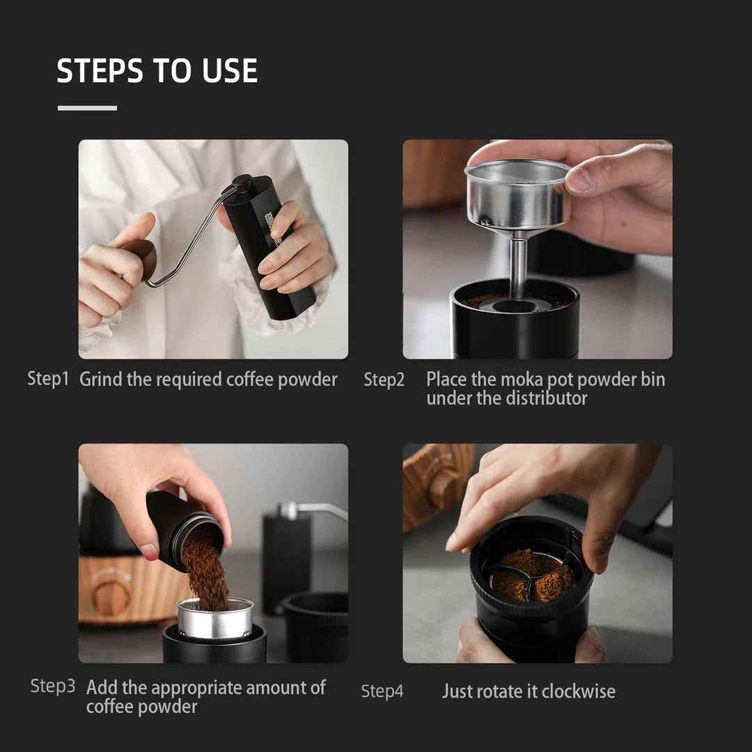 Adjustable Moka Pot Coffee Distributor for precision brewing and consistent coffee extraction