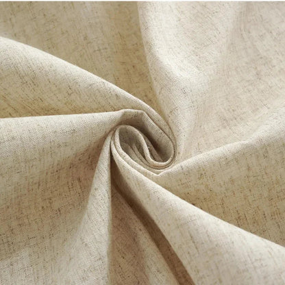 Luxurious linen cotton tablecloth in flax color, perfect for weddings, home parties, and dining events