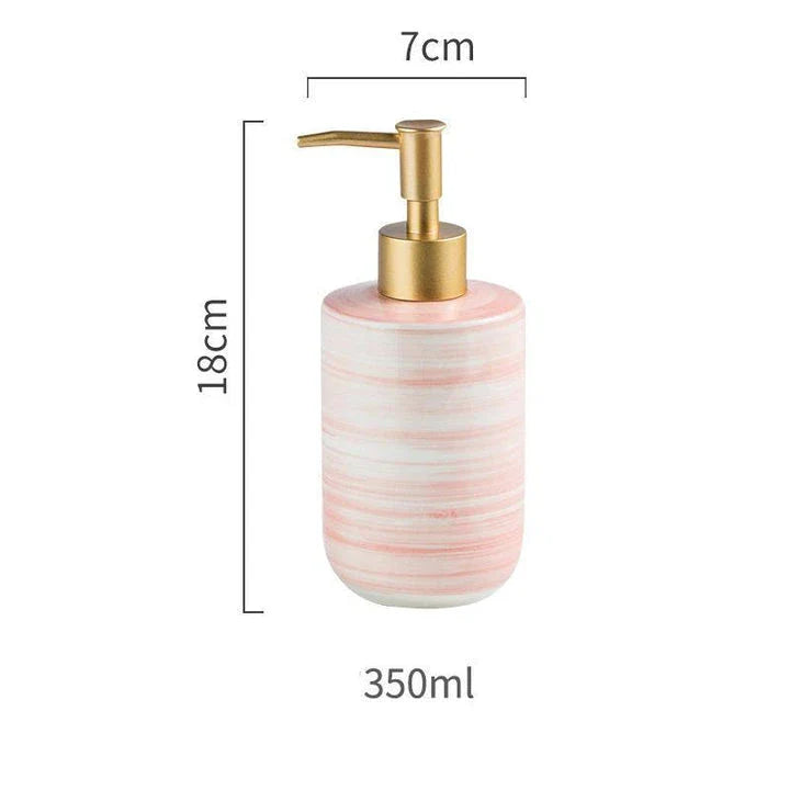 Luxury Nordic-Style Ceramic Soap Dispenser Set with smooth, glossy finish and easy-to-use press pump