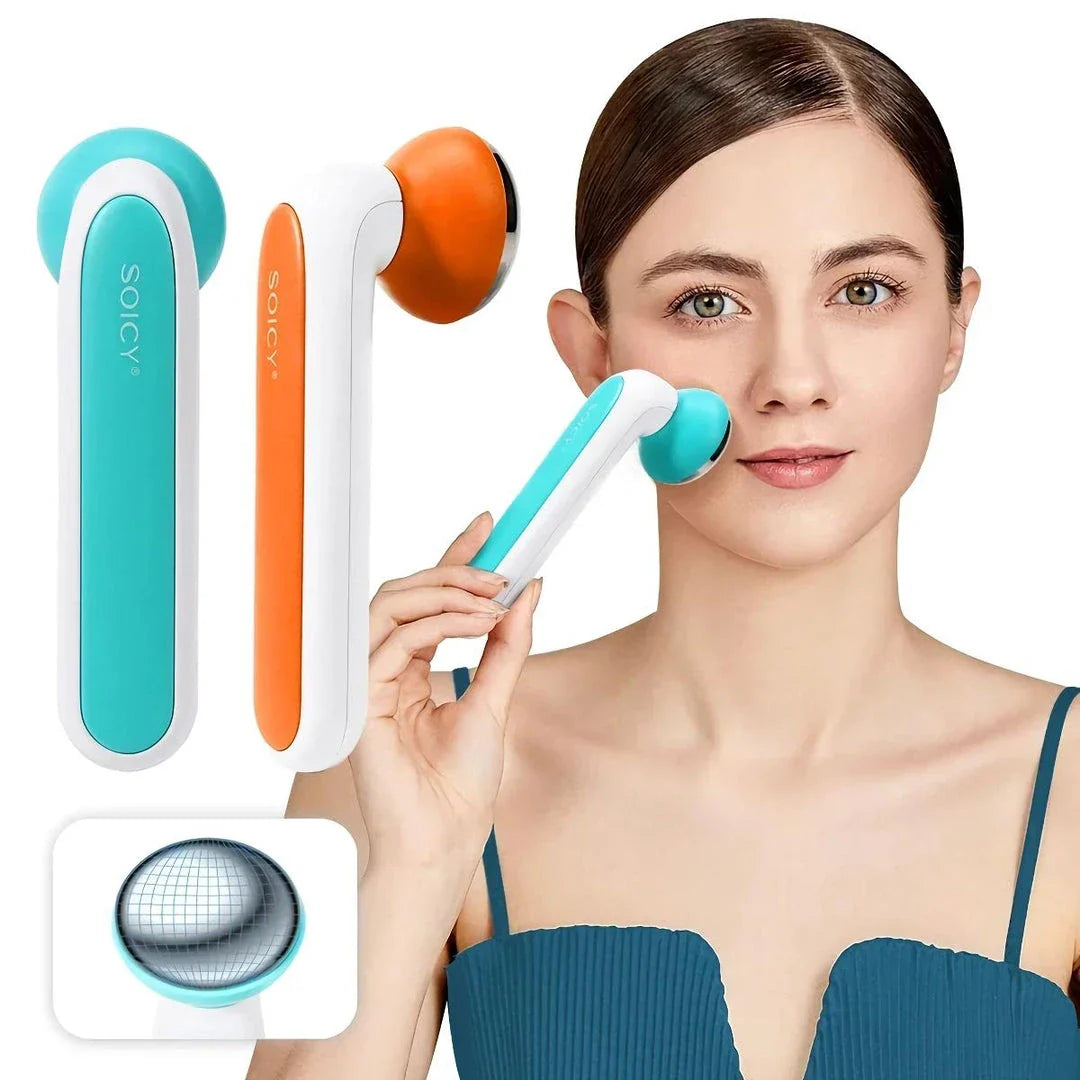Stainless steel 360-degree rotating ice roller for comprehensive facial massage and rejuvenation