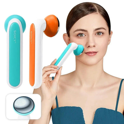 Stainless steel 360-degree rotating ice roller for comprehensive facial massage and rejuvenation