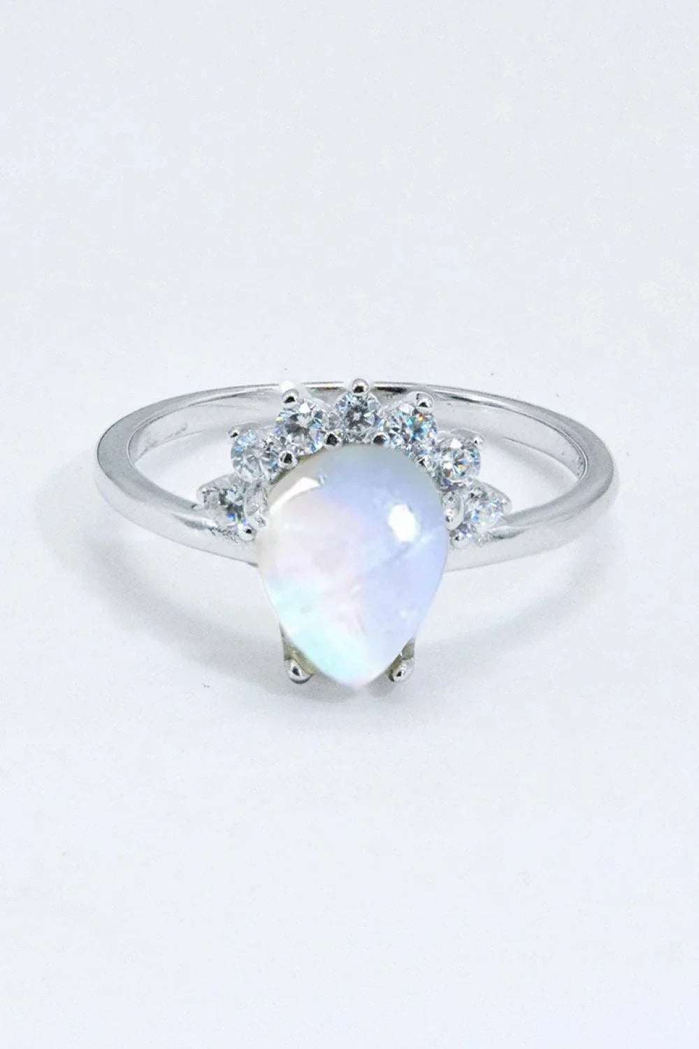 925 Sterling Silver Moonstone Ring with Minimalist Design and Mesmerizing Blue-Violet Hue