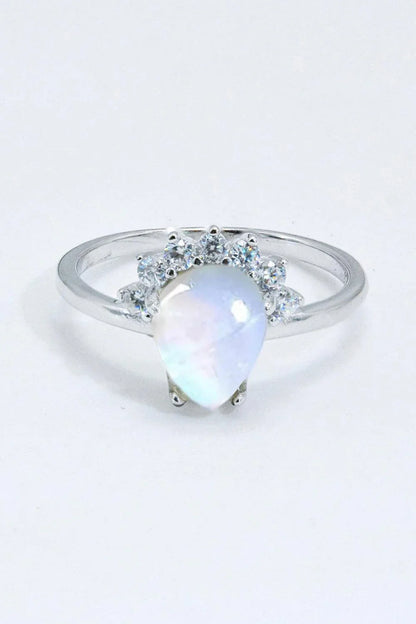 925 Sterling Silver Moonstone Ring with Minimalist Design and Mesmerizing Blue-Violet Hue