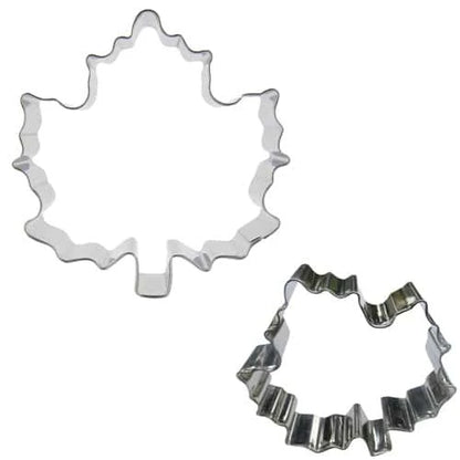 Maple leaf shaped stainless steel cookie cutter in various sizes, an eco-friendly baking tool for creating unique cookies