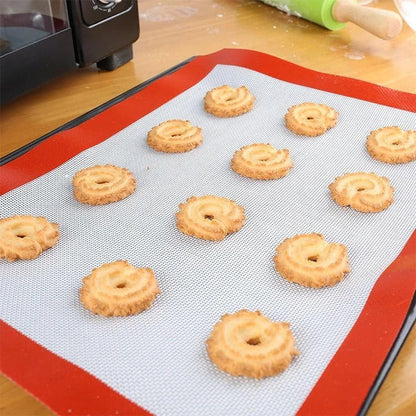Premium silicone non-stick baking mat that resists high temperatures up to 500°F for easy, mess-free cooking and baking