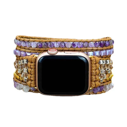 Geometric Bead Hand Woven Watch Strap with premium crystal beads and adjustable design for a comfortable fit