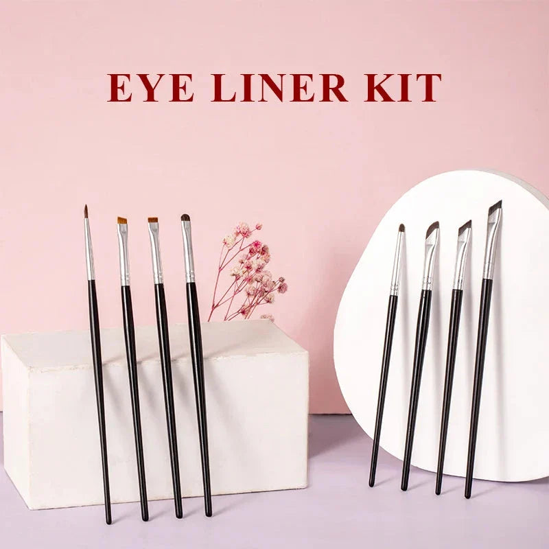 Premium 4-Piece Synthetic Eye Makeup Brush Set with Wooden Handles for Flawless Eye Makeup Application