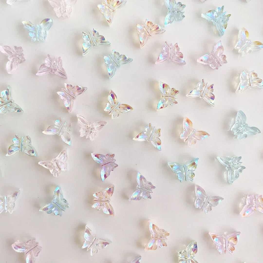 Aurora Butterfly Nail Charms - Iridescent 3D Acrylic Nail Decorations in a Mix of Butterfly Designs