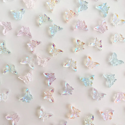 Aurora Butterfly Nail Charms - Iridescent 3D Acrylic Nail Decorations in a Mix of Butterfly Designs