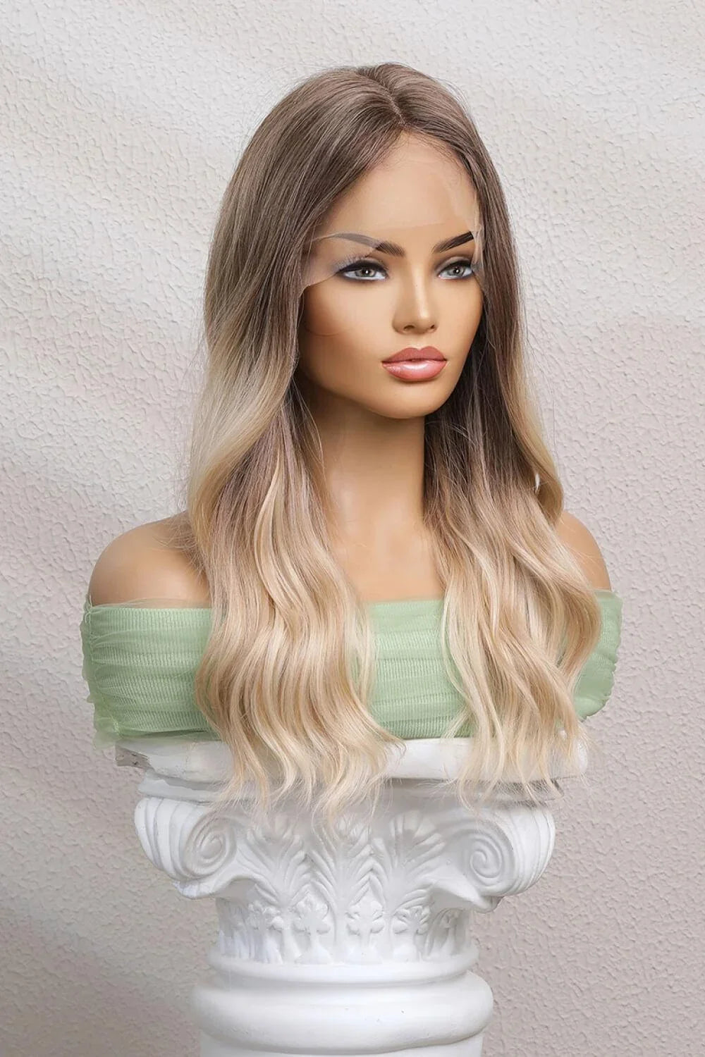 Premium 24-inch long wave lace front wig with 150% density, featuring a natural-looking lace front and elegant waves for a head-turning look.