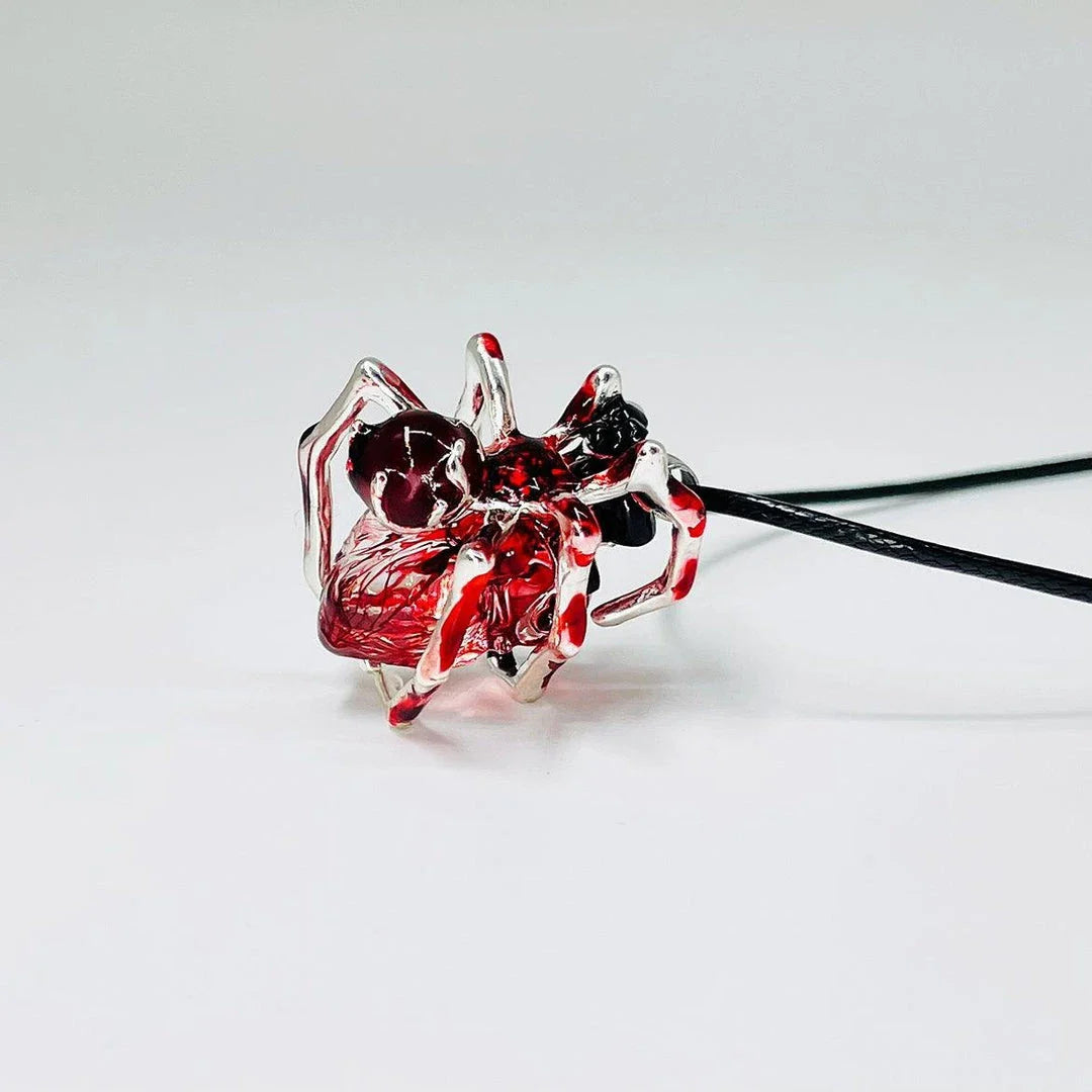 Handcrafted spider web heart pendant necklace with adjustable chain in various styles and colors