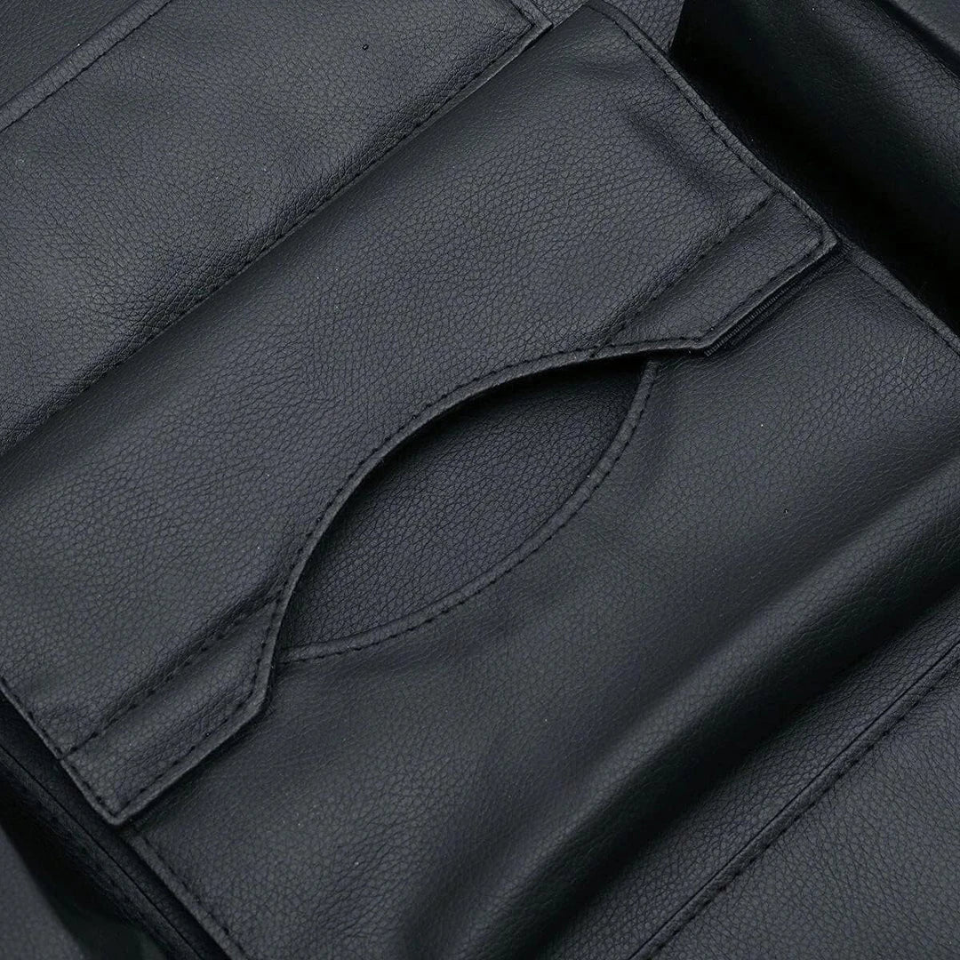 Luxury multi-pocket leather car back seat organizer in various colors for improved organization and style in your vehicle