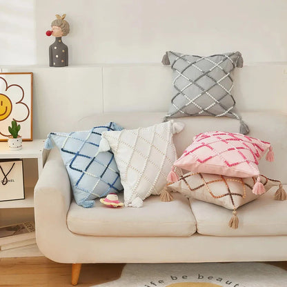 Stylish Nordic-inspired decorative cushion cover with gradient colors and geometric pattern