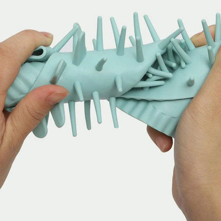 Silicone pet paw cleaner with soft bristles for gentle scrubbing and ergonomic design for easy handling