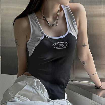 A stylish suspender vest with tailored fit, unique stitching details, and contoured hem for a modern, elevated look