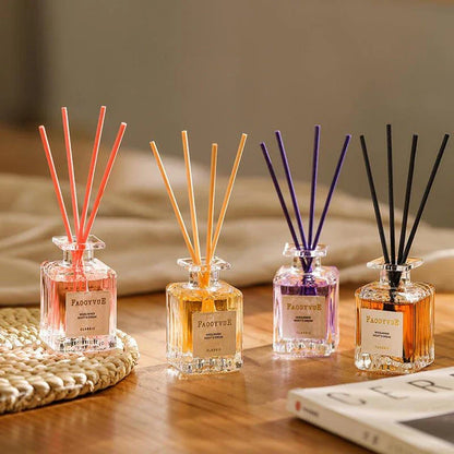 Romantic Manor Perfume Reed Diffuser Set with elegant glass bottle and wooden reeds, delivering a long-lasting, soothing fragrance to enhance your home's ambiance.