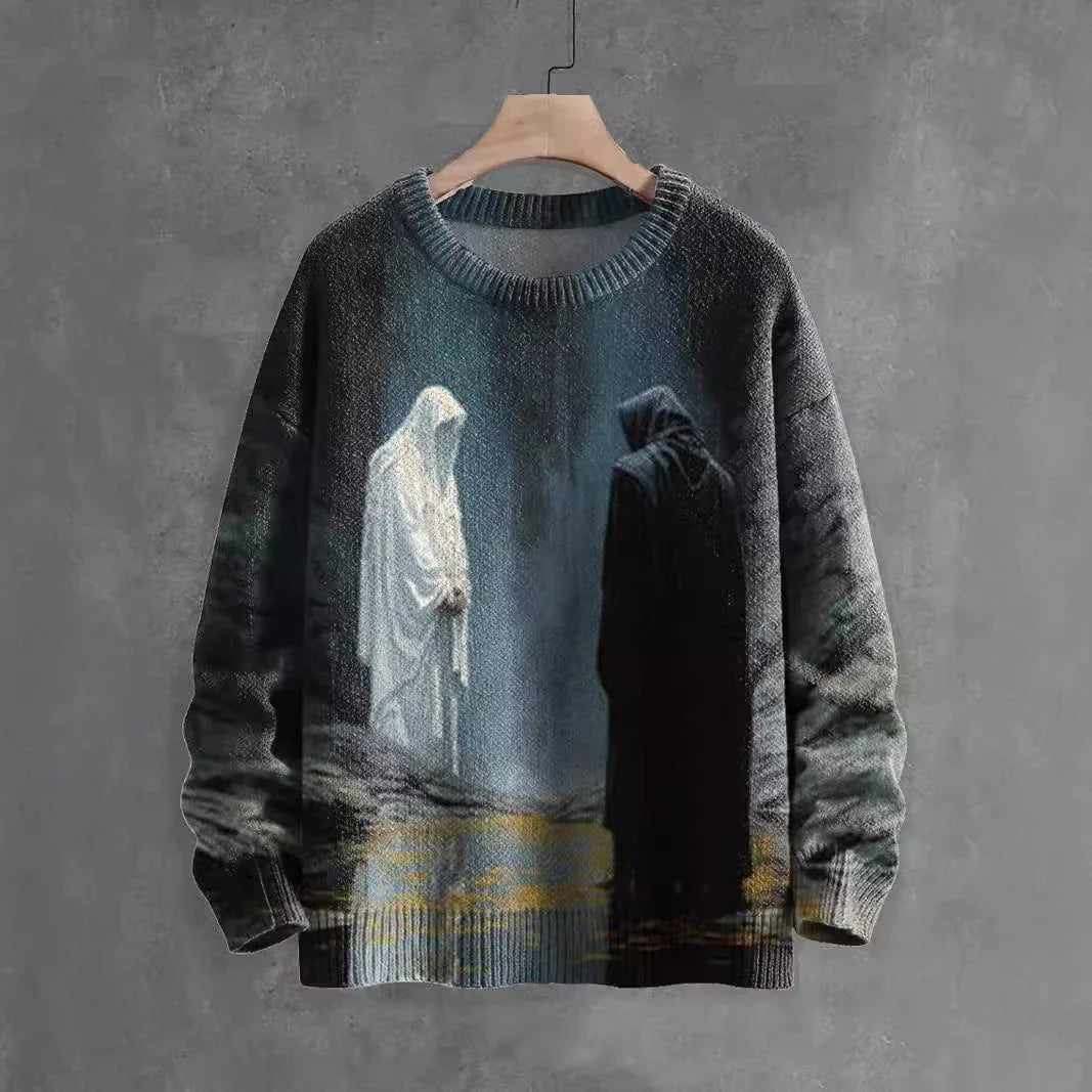 Ghostly Halloween sweater with playful ghost design, available in a variety of colors and sizes