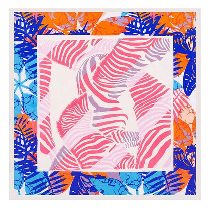 Luxury Spring Leaves Silk Square Scarf with vibrant, cartoon-inspired spring leaves design