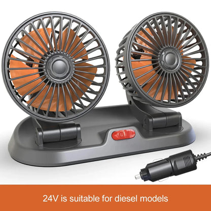Dual Head USB Car Fan with Adjustable Airflow for Optimal Cooling in Vehicles