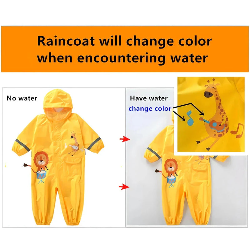 Hhomeenjoy Durable Dinosaur-Themed Kids' Waterproof Rain Jumpsuit