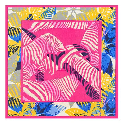 Luxury Spring Leaves Silk Square Scarf with vibrant, cartoon-inspired spring leaves design