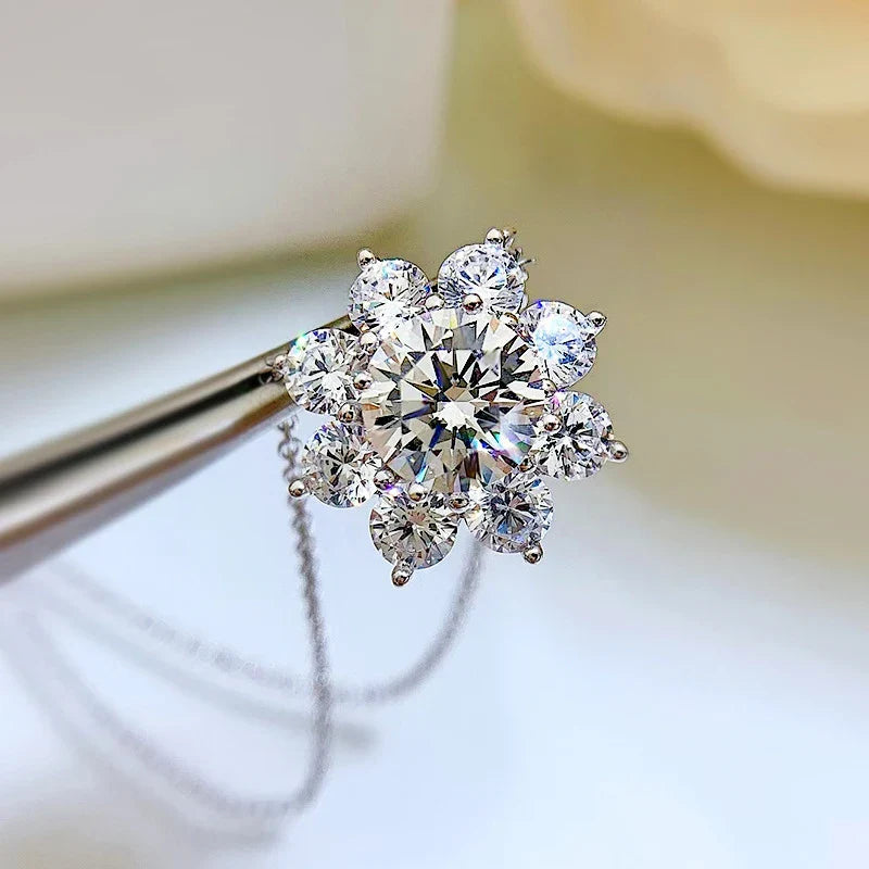 Elegant silver necklace with a captivating sunflower design, blending European elegance and American charm.