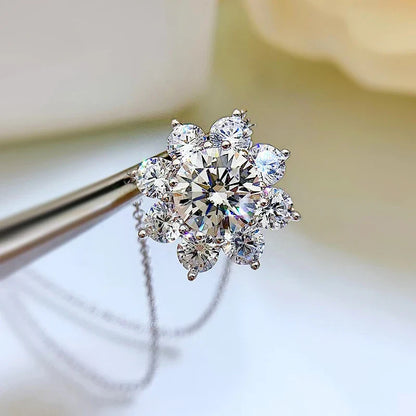 Elegant silver necklace with a captivating sunflower design, blending European elegance and American charm.