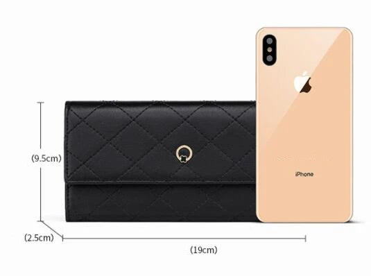 Premium cowhide long wallet with multi-card pockets, zipper compartment, and European-inspired design