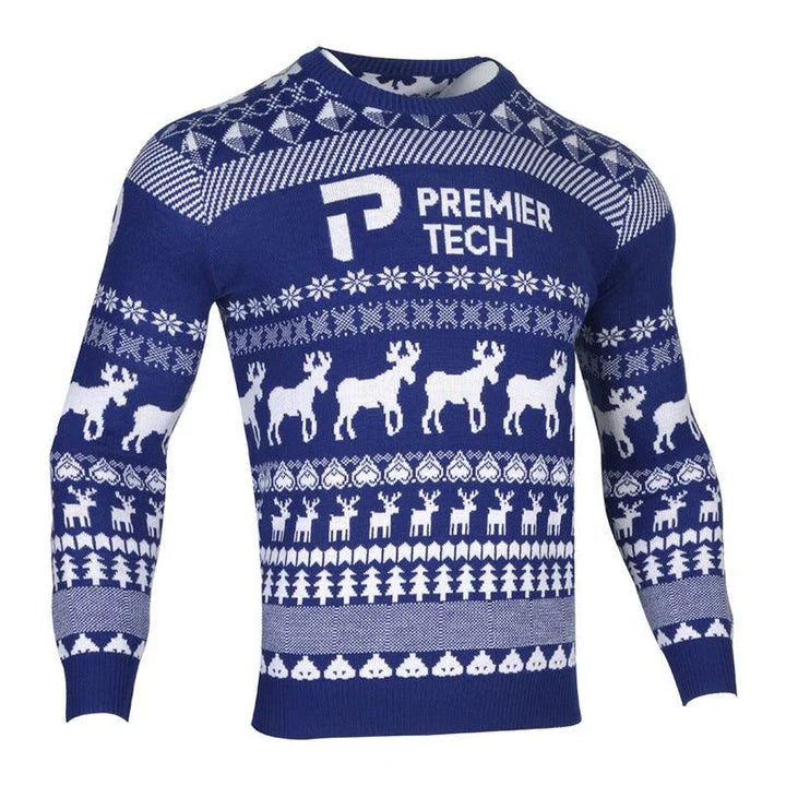 Stylish men's round neck Christmas sweater in various festive colors