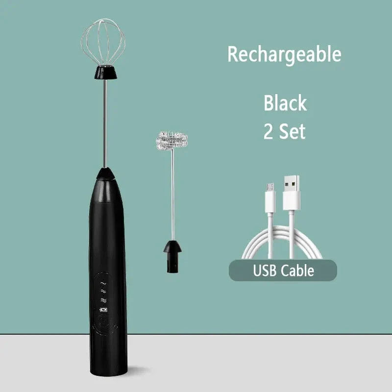 Premium cordless electric milk frother with stainless steel and plastic construction, designed for easy frothing and convenient use.