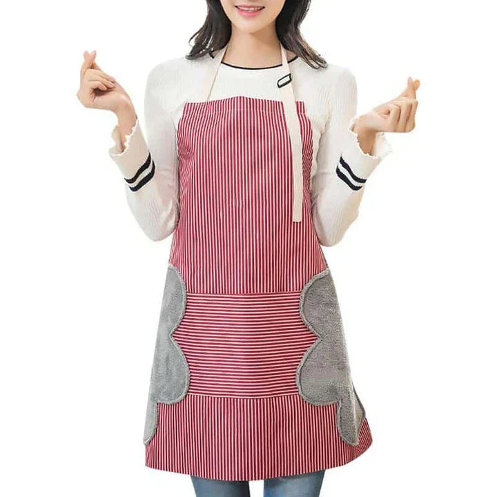 A versatile kitchen apron made of durable polyester with adjustable straps for a customized fit, perfect for cooking and baking tasks.
