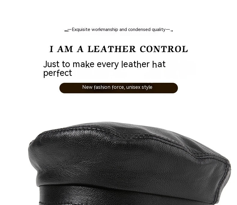 Premium Autumn and Winter Sheepskin Flat-top Hat in black and brown colors