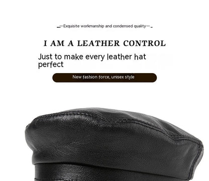 Premium Autumn and Winter Sheepskin Flat-top Hat in black and brown colors