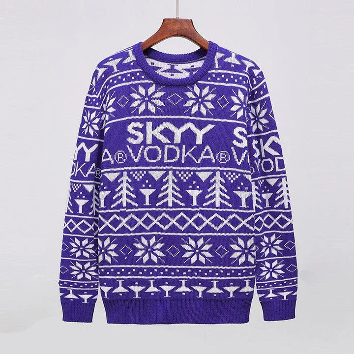 Stylish men's round neck Christmas sweater in various festive colors