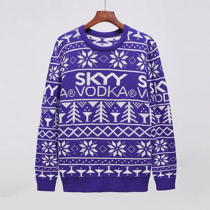 Stylish men's round neck Christmas sweater in various festive colors