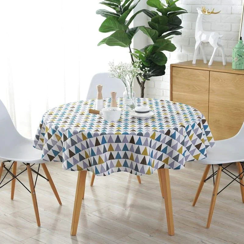 A beautiful cotton and linen Nordic-inspired decorative tablecloth in various sizes, perfect for elevating your dining experience.