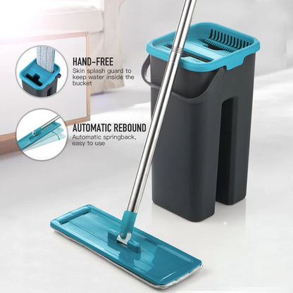 Flat Squeeze Mop with Spin Bucket for easy and efficient floor cleaning