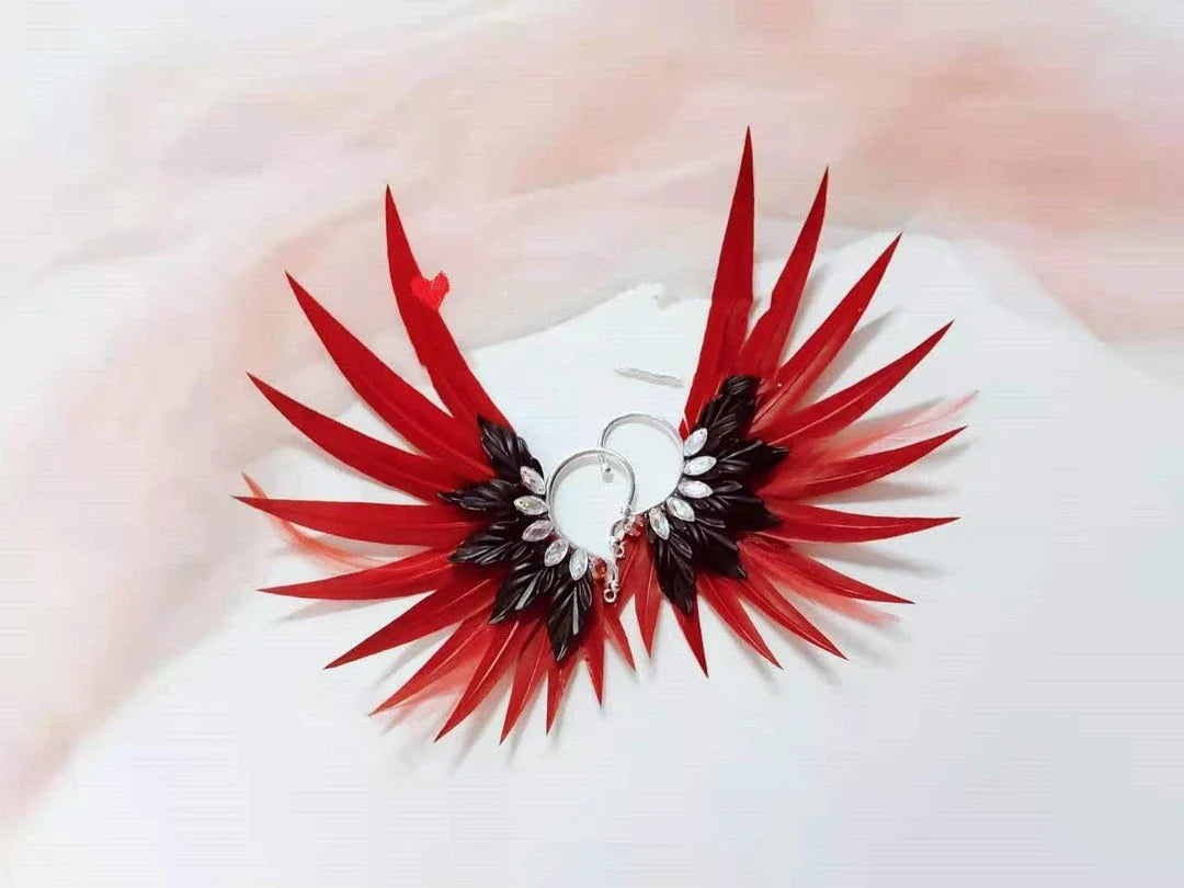 Elegant feather earrings with delicate angel wing design in various color options