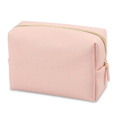 Chic PU Leather Travel Cosmetic Bag - Elegant Makeup Organizer with Secure Zipper in Multiple Sizes