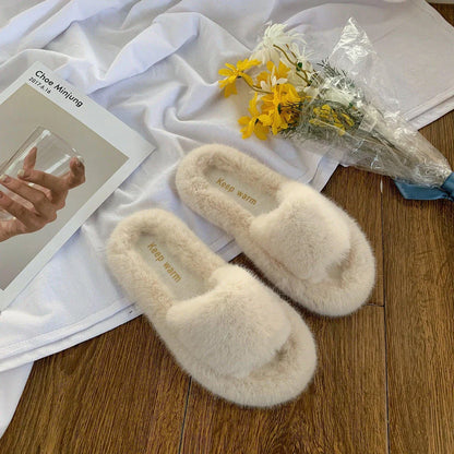 Cozy and stylish hairy slippers for fashionable women, available in multiple color options