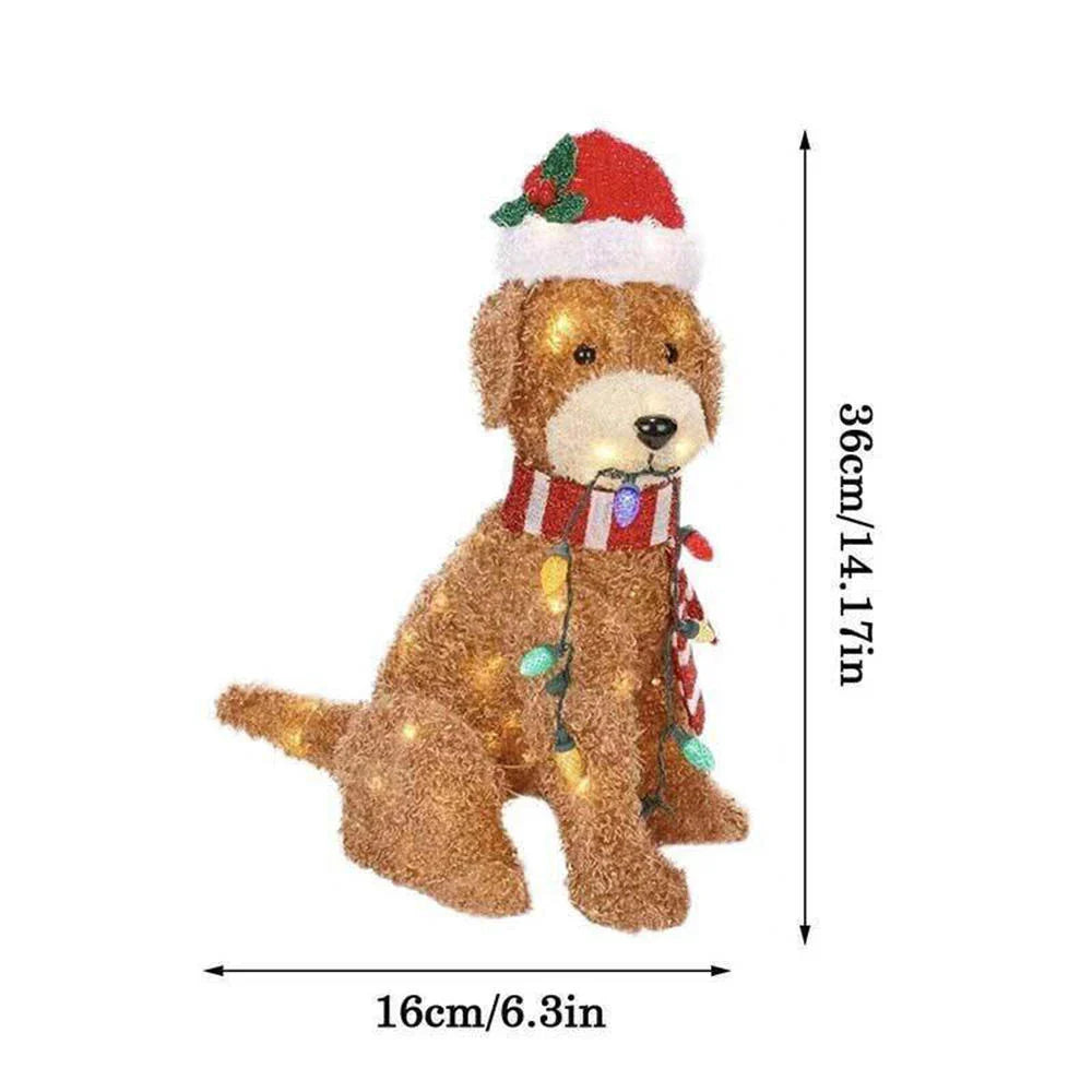 Festive outdoor dog-themed lighting decoration made of acrylic with LED lights for holiday decor