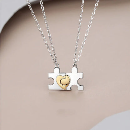 Couple's sterling silver necklace set featuring adjustable length and premium 925 silver construction